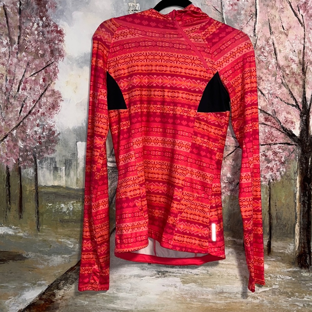 Mondetta Active Wear Pullover Hooded Long Sleeve Orange Workout Top Sz S EUC
